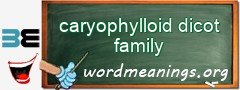 WordMeaning blackboard for caryophylloid dicot family